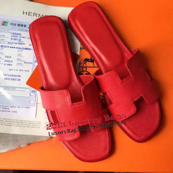 Hermes Slipper Calfskin Leather HO0476 Red