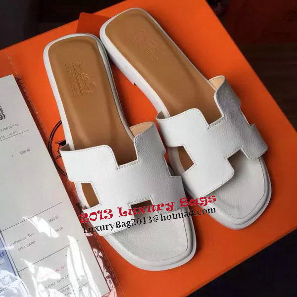 Hermes Slipper Calfskin Leather HO0476 White