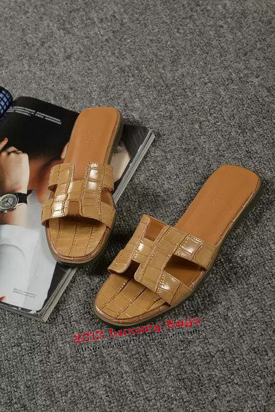 Hermes Slipper Croco Leather HO0451 Brown