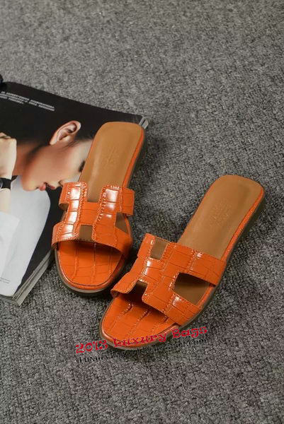 Hermes Slipper Croco Leather HO0451 Orange