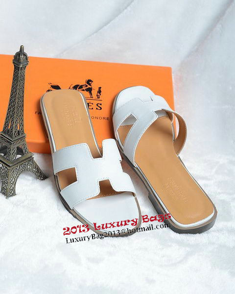 Hermes Slipper Leather HO0418 White