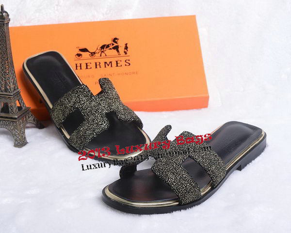 Hermes Slipper Suede Leather HO0447 Black