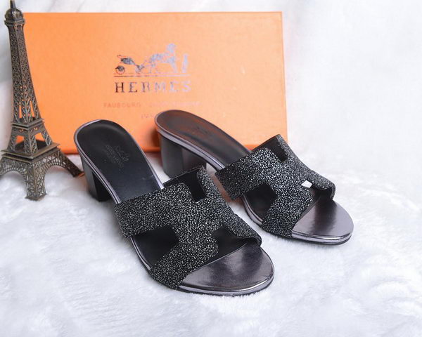 Hermes Slipper Suede Leather HO0450 Black