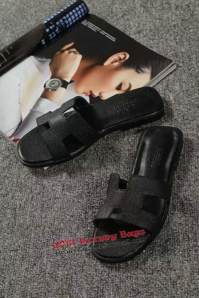 Hermes Slipper Togo Leather HO060 Black