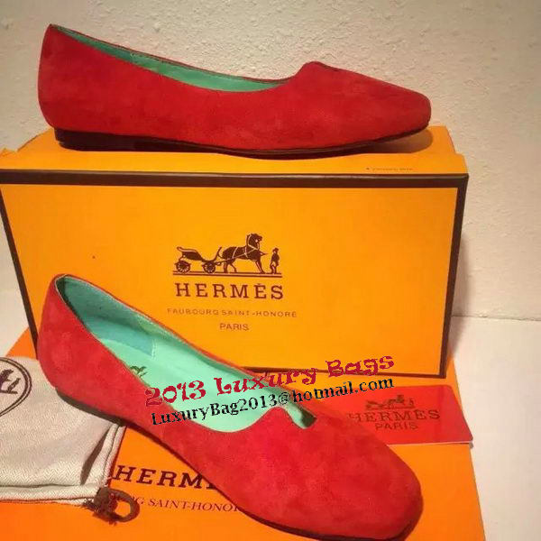 Hermes Suede Leather Flat HO0410 Red