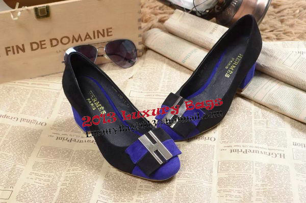 Hermes Suede Leather Pump HO0465 Blue