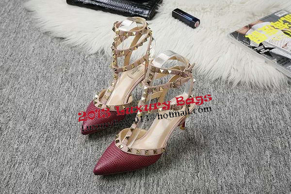 Valentino Lizard Leather Pump VT470 Burgundy