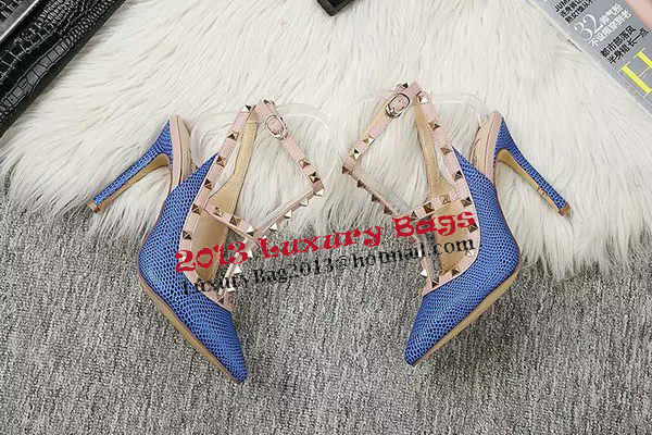 Valentino Lizard Leather Pump VT478 Blue