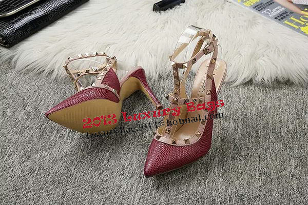 Valentino Lizard Leather Pump VT478 Burgundy