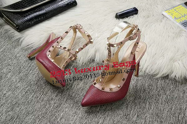 Valentino Lizard Leather Pump VT478 Burgundy