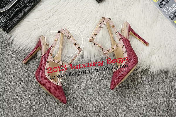 Valentino Lizard Leather Pump VT478 Burgundy