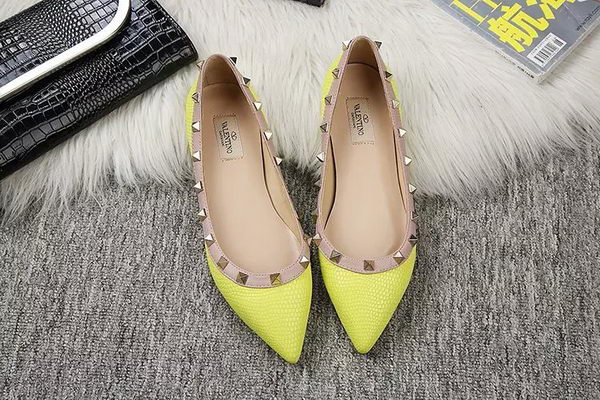 Valentino Point-Toe Flat Lizard Leather VT462 Lemon