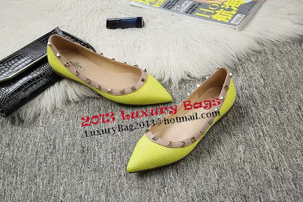 Valentino Point-Toe Flat Lizard Leather VT462 Lemon