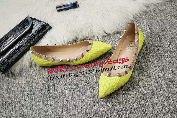 Valentino Point-Toe Flat Lizard Leather VT462 Lemon