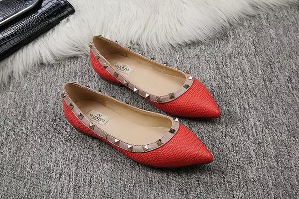 Valentino Point-Toe Flat Lizard Leather VT462 Orange