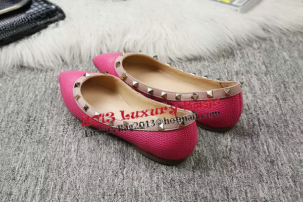 Valentino Point-Toe Flat Lizard Leather VT462 Rose