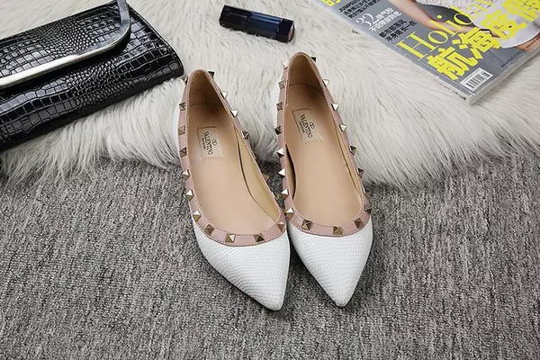 Valentino Point-Toe Flat Lizard Leather VT462 White