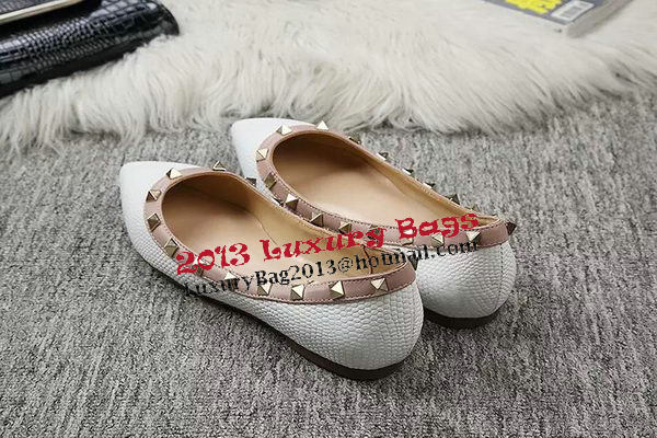 Valentino Point-Toe Flat Lizard Leather VT462 White