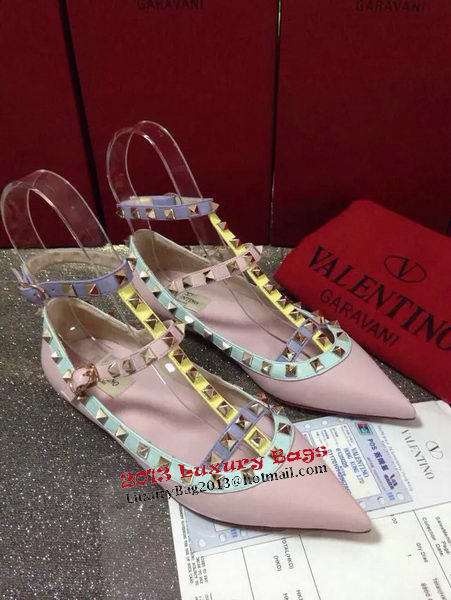 Valentino Point-Toe Flat Sheepskin Leather VT425 Pink