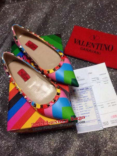 Valentino Point-Toe Flat Sheepskin Leather VT428 Multicolour