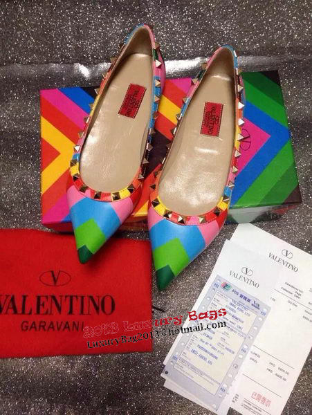 Valentino Point-Toe Flat Sheepskin Leather VT428 Multicolour