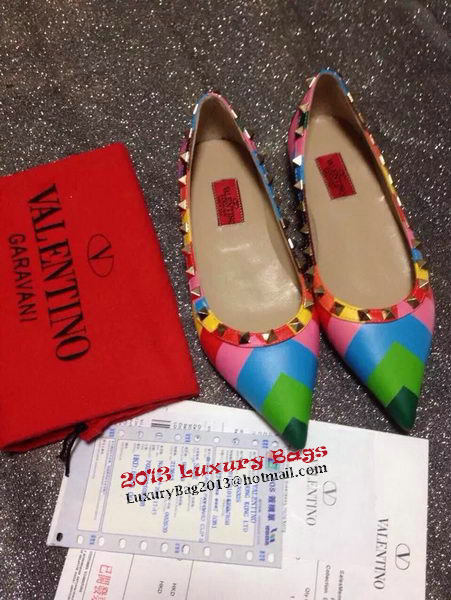 Valentino Point-Toe Flat Sheepskin Leather VT428 Multicolour