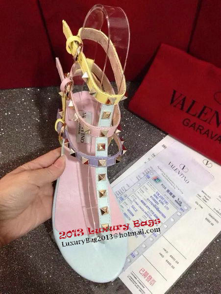 Valentino Sandals Leather VT424 Pink&SkyBlue