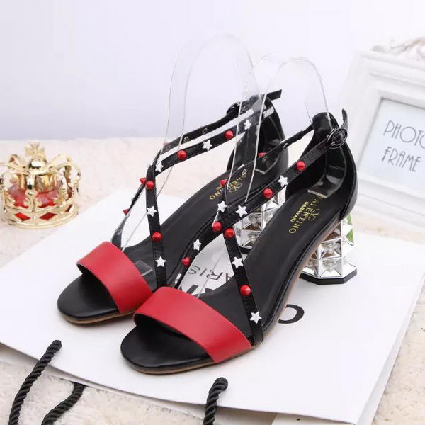 Valentino Sandals Leather VT454 Red&Black