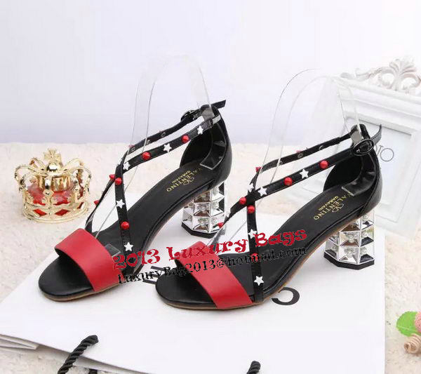 Valentino Sandals Leather VT454 Red&Black