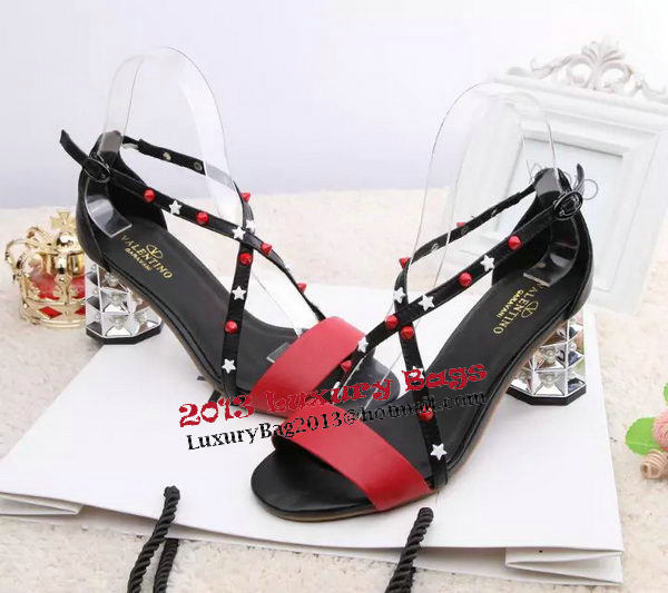 Valentino Sandals Leather VT454 Red&Black