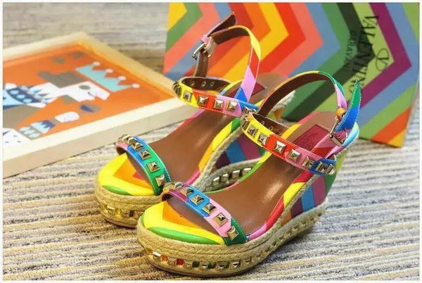 Valentino Wedge Heel Sandals Leather VT496 Multicolour