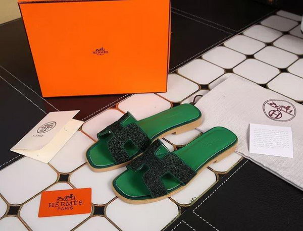 Hermes Slipper Leather HO0509 Green