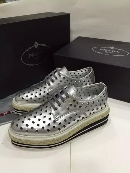 Prada Casual Shoes Leather PD457 Silver