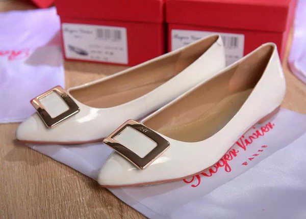 Roger Vivier Patent Leather Flat RV266 White