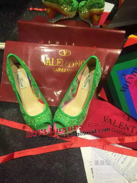 Valentino Lace Wedge Sandal VT561 Green