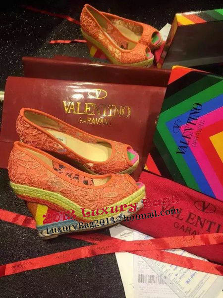 Valentino Lace Wedge Sandal VT561 Orange