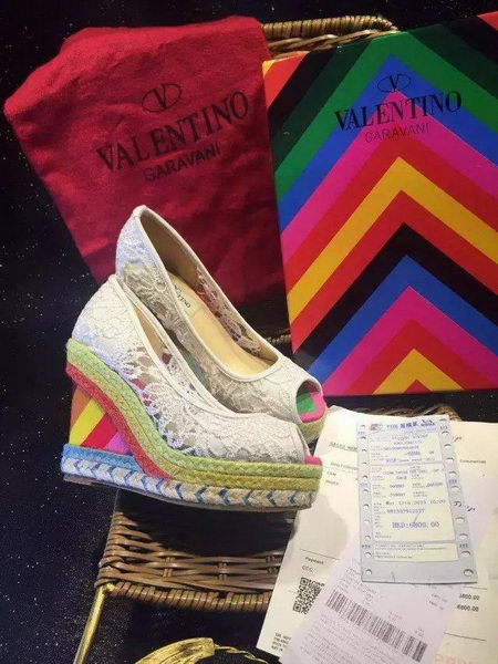 Valentino Lace Wedge Sandal VT561 White