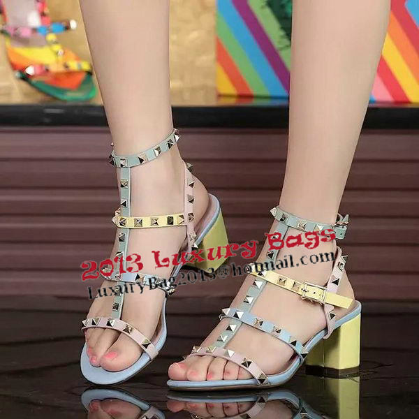 Valentino Leather Sandal VT559 Light Blue