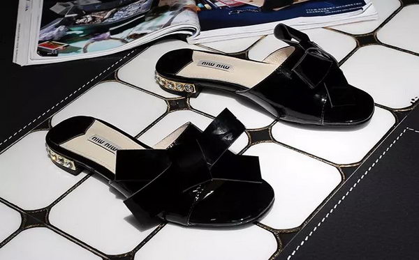 miu miu Patent Leather Bow Slipper MM344 Black