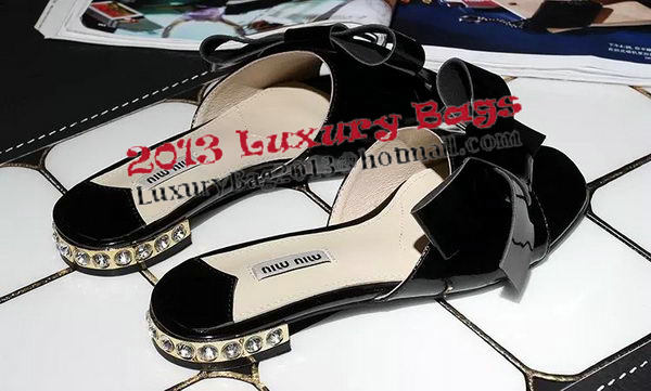 miu miu Patent Leather Bow Slipper MM344 Black