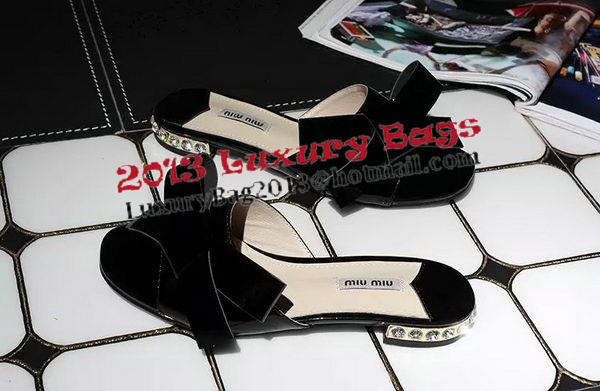 miu miu Patent Leather Bow Slipper MM344 Black