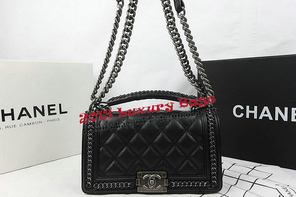 Boy Chanel Top Handle Flap Bag Calfskin A94804 Black