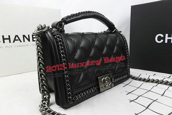 Boy Chanel Top Handle Flap Bag Calfskin A94804 Black