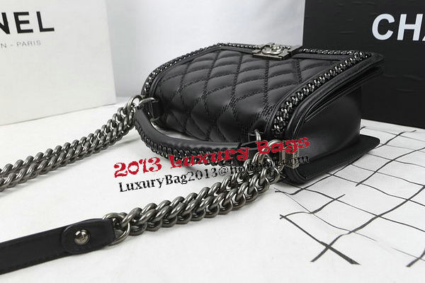 Boy Chanel Top Handle Flap Bag Calfskin A94804 Black