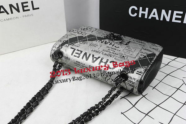 Chanel 2.55 Series LOGO Flap Bag Sheepskin Leather A1112 Black&Grey