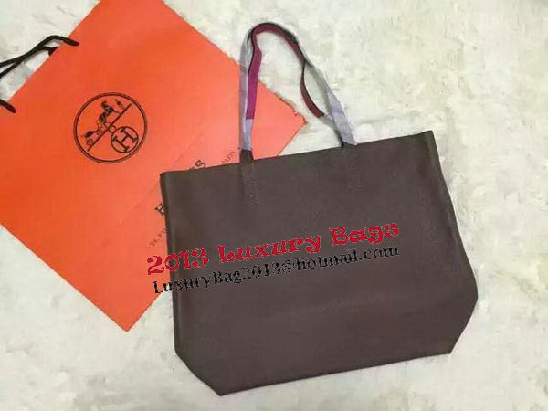 Hermes Shopper Double-Sided Bag Original Leather HS1209 Grey&Pech