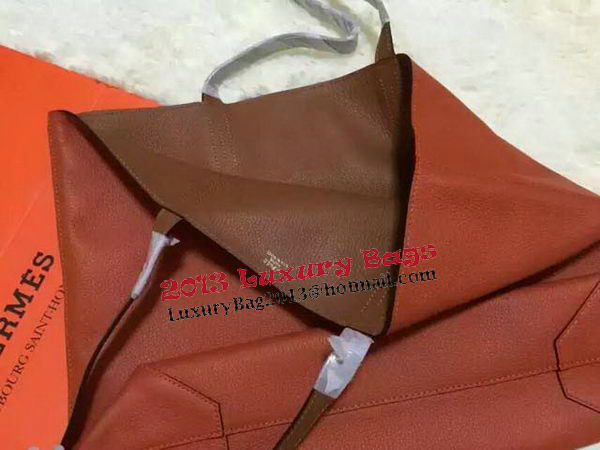 Hermes Shopper Double-Sided Bag Original Leather HS1209 Orange&Wheat