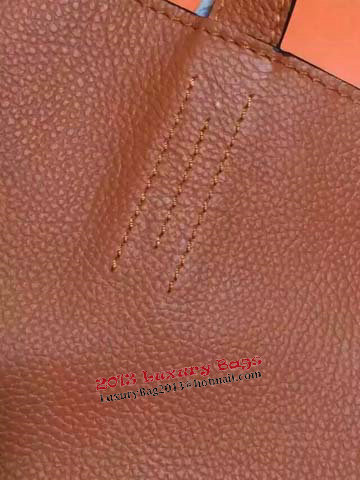 Hermes Shopper Double-Sided Bag Original Leather HS1209 Orange&Wheat