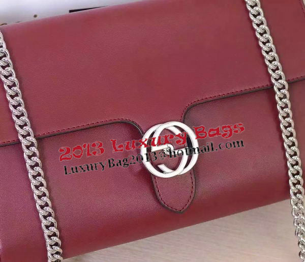 Gucci Interlocking Leather Shoulder Bag 387604 Burgundy