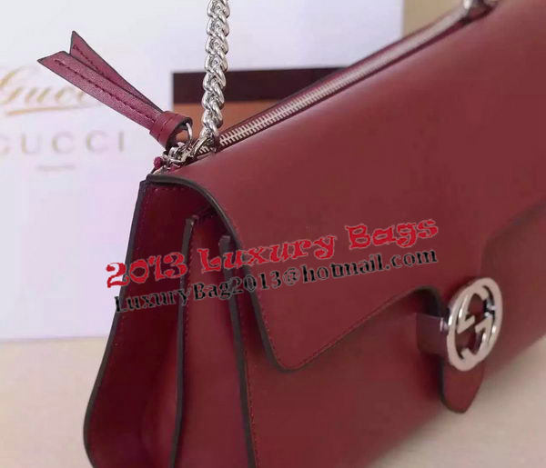 Gucci Interlocking Leather Shoulder Bag 387604 Burgundy